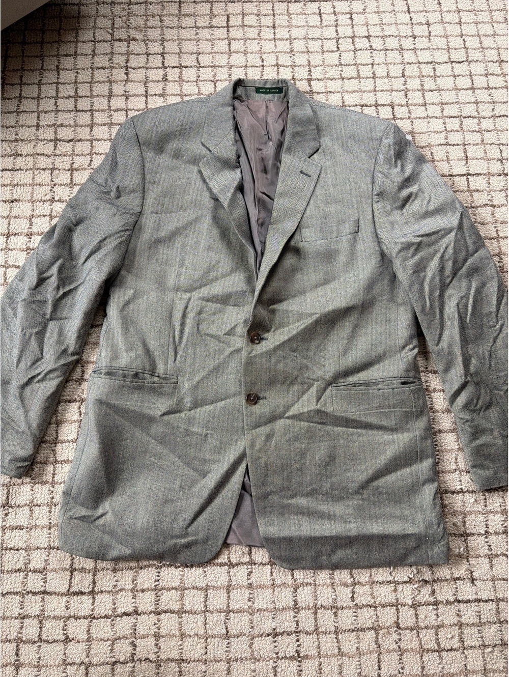 Vintage 90s Lauren Ralph Lauren Men Blazer Made in Canada Gray Wool prep ivy 44